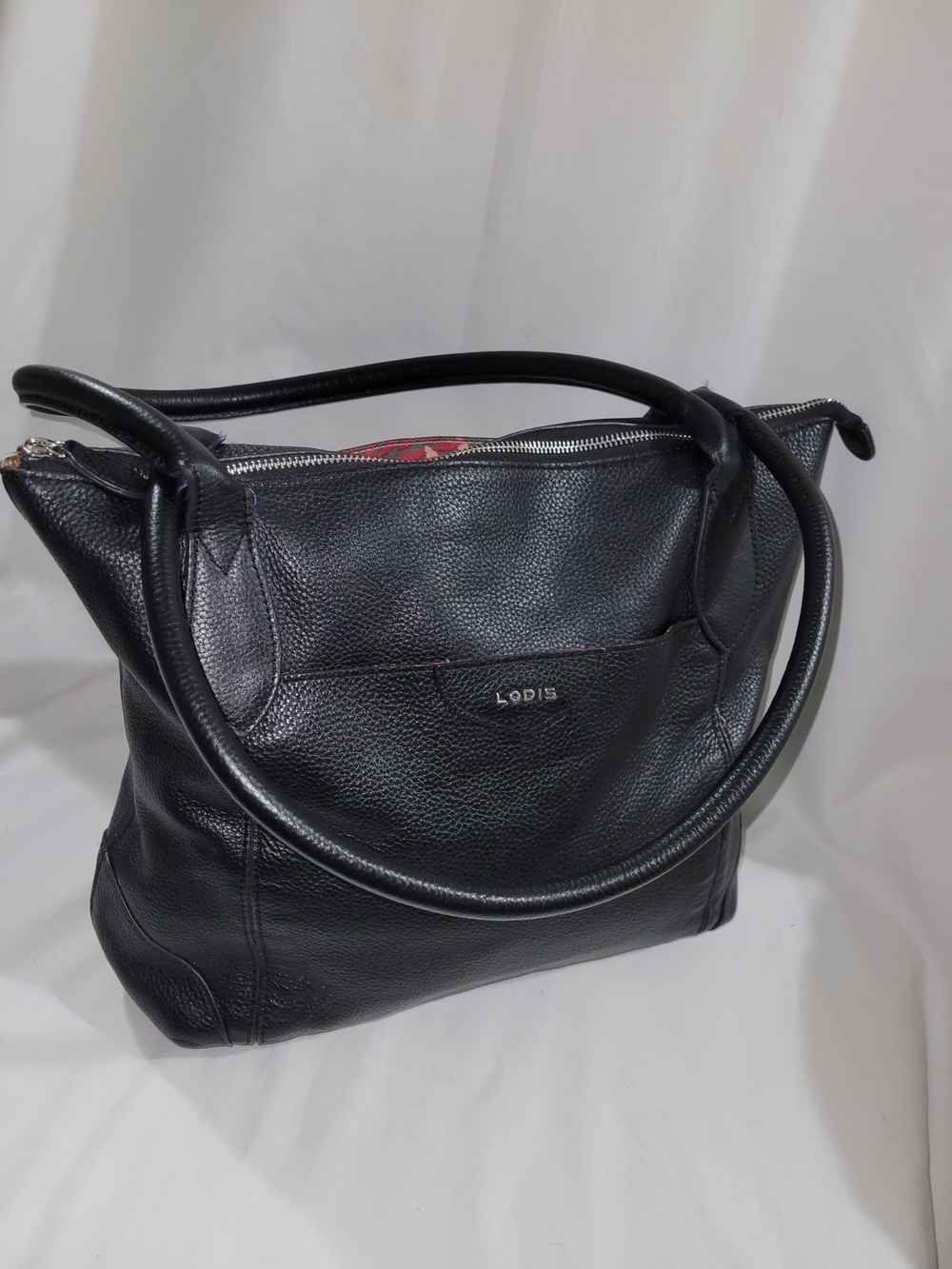 Lodis Black Leather Traveling Tote Bag